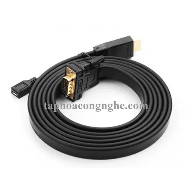 Ugreen 40232 3M màu Đen Cáp chuyển đỗi HDMI sang VGA kèm cổng trợ nguồn Micro USB MM101 30040232